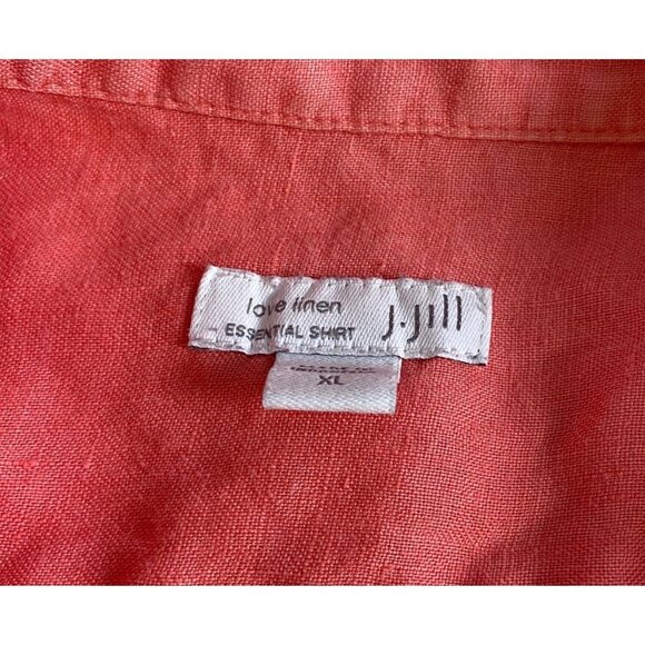 J. Jill Love Linen Women XL Coral Button-Up Shirt Long Sleeve Lightweight Comfy - Picture 4 of 8